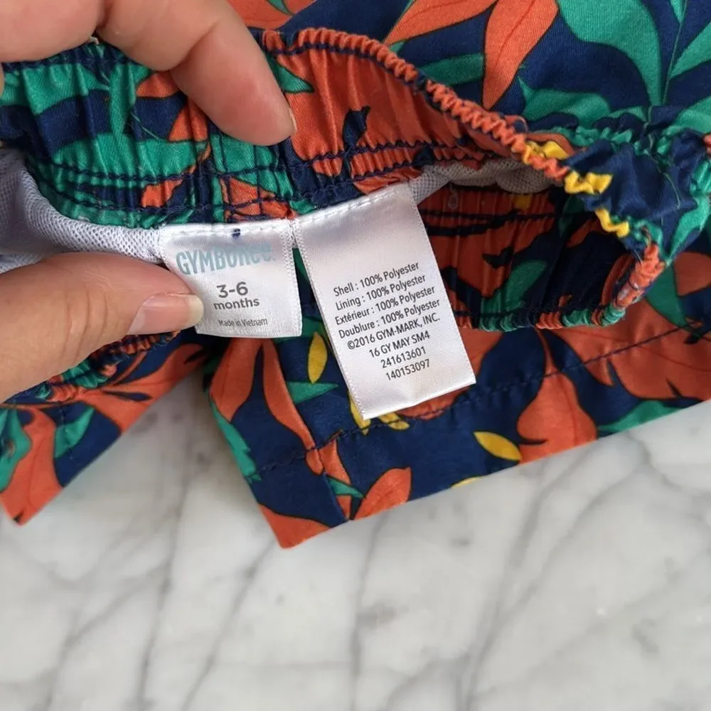 Gymboree Swim Shorts Hawaiian Print Sz 3-6 Mo